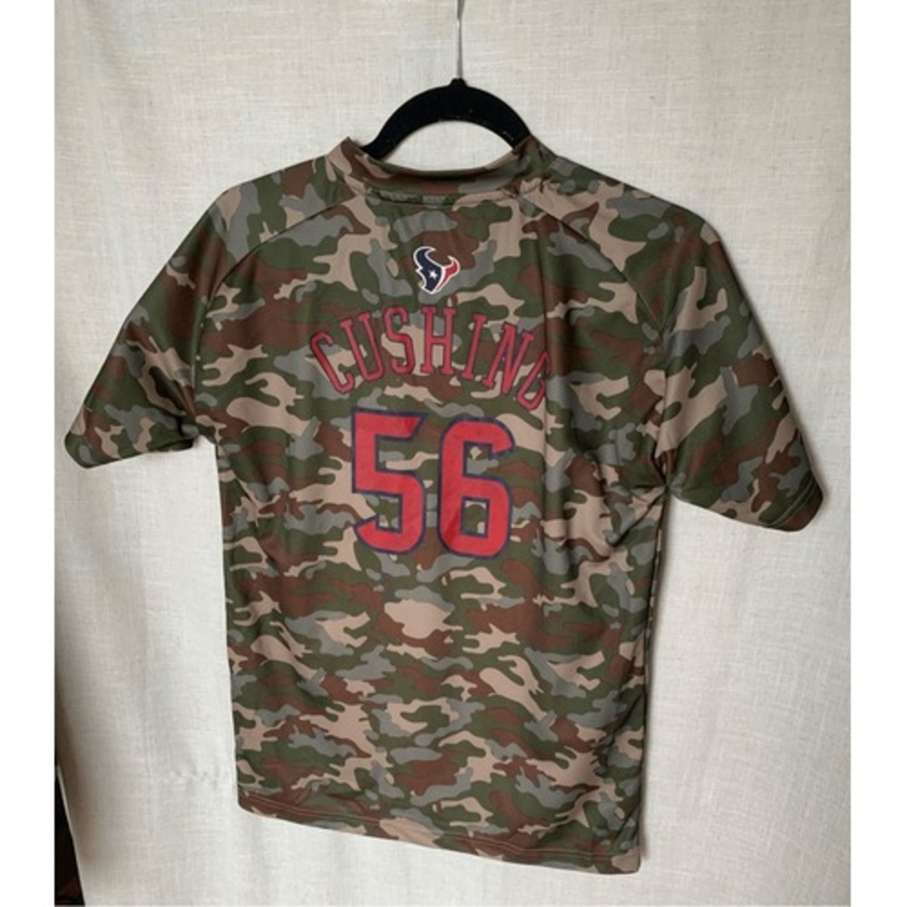 Houston Texans Brian‎ Cushing #56 Tshirt Camo Jersey Size Youth L (14/16) NFL